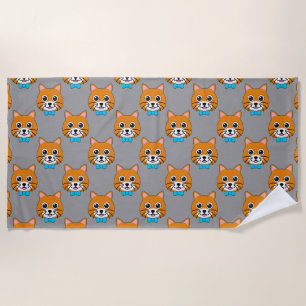 Cute Happy Ginger Cat with Papillon Beach Towel