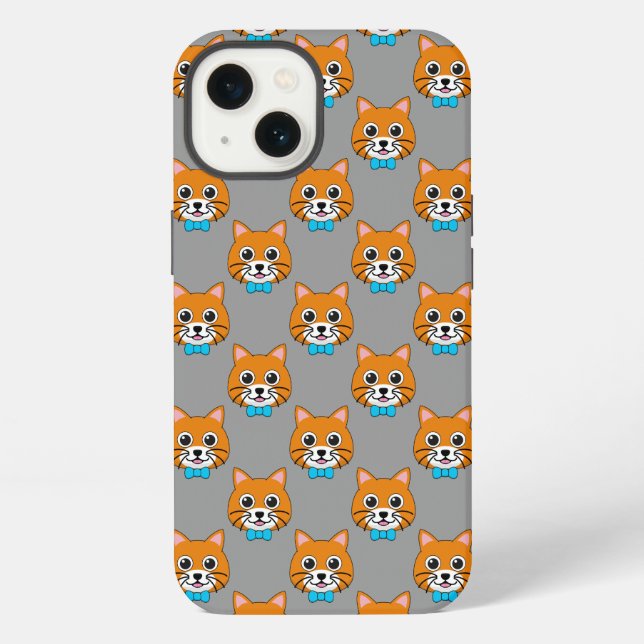Cute Happy Ginger Cat with Papillon iPhone Case (Back)