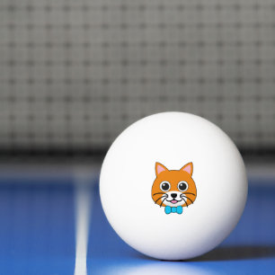 Cute Happy Ginger Cat with Papillon Ping Pong Ball