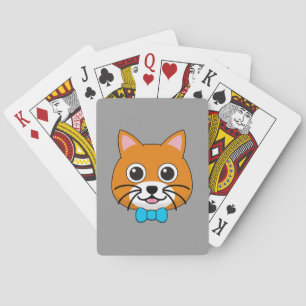 Cute Happy Ginger Cat with Papillon Playing Cards