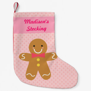 Cute Happy Gingerbread Man Christmas For Girls Small Christmas Stocking