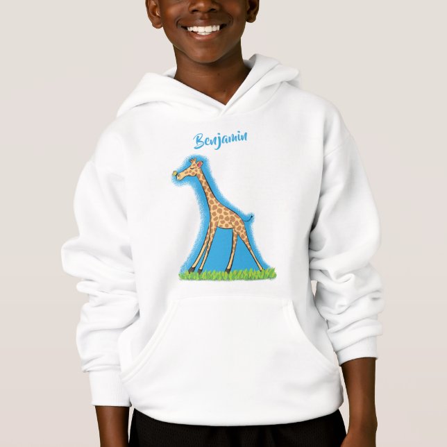 Cute happy giraffe with butterfly cartoon (Front)