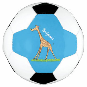 Cute happy giraffe with butterfly cartoon football
