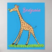 Cute happy giraffe with butterfly cartoon