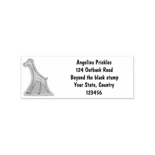 Cute happy giraffe with butterfly cartoon  rubber stamp