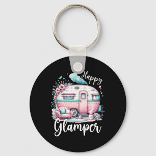Cute Happy Glamper Caravan Camping Glamping  Key Ring