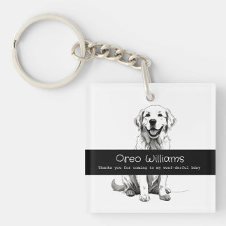 Cute Happy Golden Retriever Woof birthday Key Ring