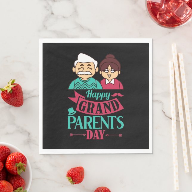 Cute Happy Grandparents Day word art  Napkin (Insitu)