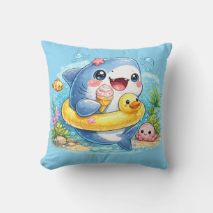 Cute Happy Great White Shark Cushion Pillow