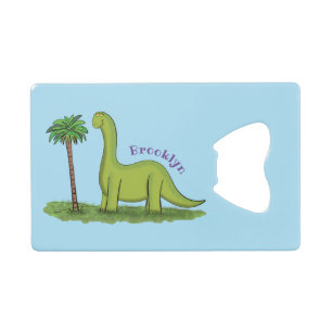 Cute happy green brontosaurus dinosaur cartoon