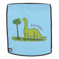 Cute happy green brontosaurus dinosaur cartoon