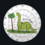 Cute happy green brontosaurus dinosaur cartoon dartboard<br><div class="desc">Our cute green brontosaurus cartoon dinosaur is fun and happy. Lots of dinosaur fun for children.</div>