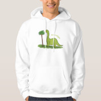 Cute happy green brontosaurus dinosaur cartoon