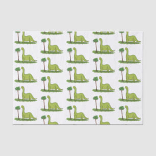 Cute happy green brontosaurus dinosaur cartoon tissue paper