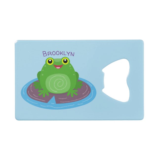 Cute happy green frog cartoon illustration (Front (Horizontal))