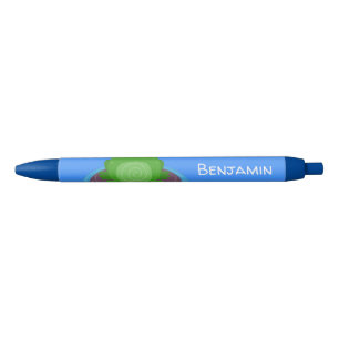 Cute happy green frog cartoon illustration black ink pen