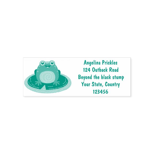 Cute happy green frog cartoon illustration self-inking stamp (Design)