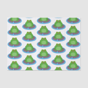 Cute happy green frog cartoon illustration tissue paper