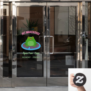 Cute happy green frog cartoon illustration window cling