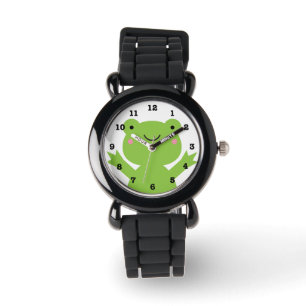Cute Happy Green Frog Numbered Wrist Watch