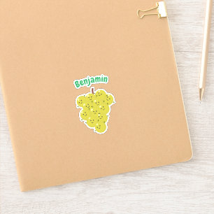 Cute happy green grapes bunch cartoon