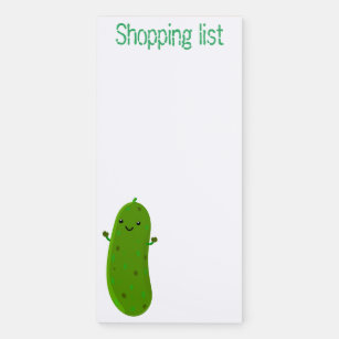 Cute happy green pickle cartoon illustration magnetic notepad