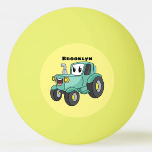 Cute happy green tractor cartoon ping pong ball