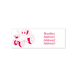 Cute happy green tractor cartoon self-inking stamp