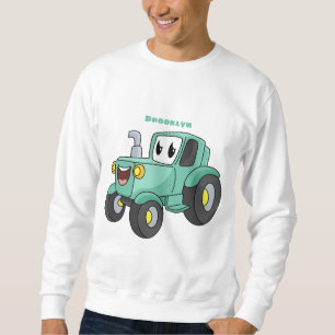 Cute happy green tractor cartoon sweatshirt