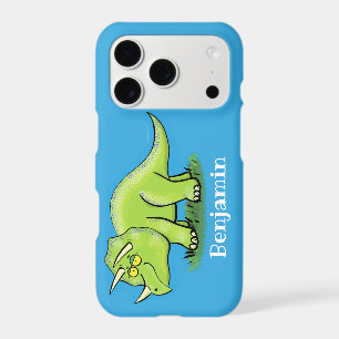 Cute happy green triceratops dinosaur cartoon