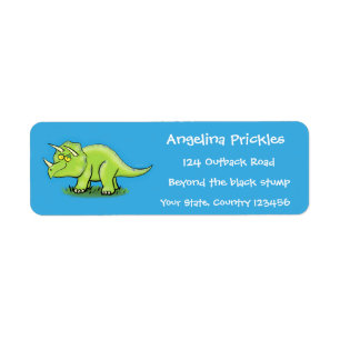 Cute happy green triceratops dinosaur cartoon