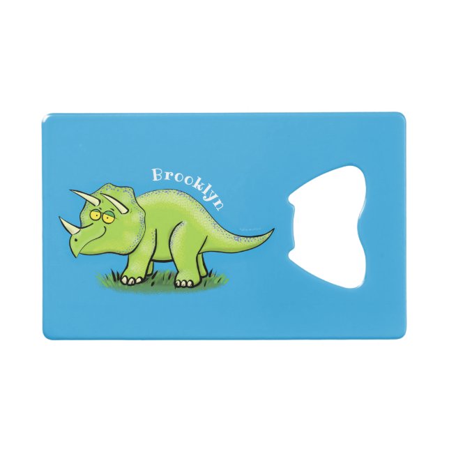 Cute happy green triceratops dinosaur cartoon (Front (Horizontal))