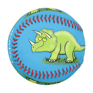 Cute happy green triceratops dinosaur cartoon baseball