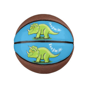 Cute happy green triceratops dinosaur cartoon  mini basketball