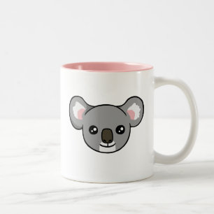 Cute Happy Grey Koala Drawing Face Pink Mug