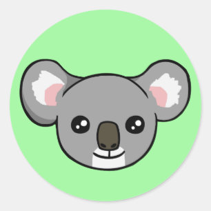 Cute Happy Grey Koala Face Drawing Sticker