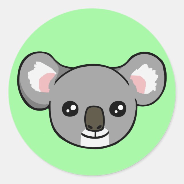 Cute Happy Grey Koala Face Drawing Sticker (Front)