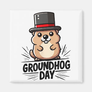 Cute Happy Groundhog Day February 2nd Phils Holida Magnet