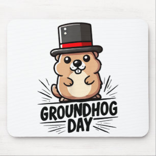 Cute Happy Groundhog Day February 2nd Phils Holida Mouse Mat
