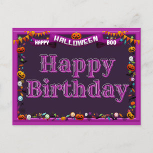 Cute Happy Halloween/Birthday Postcard