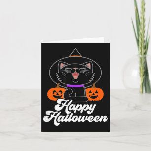 Cute Happy Halloween Black Cat Card