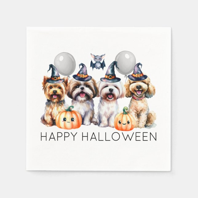 Cute Happy Halloween Dogs Napkin (Front)