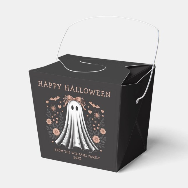 Cute Happy Halloween Ghost Custom Favour Boxes (Front Side)