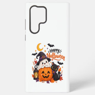 Cute Happy Halloween Ghost Pumpkin Black Cat Samsung Galaxy Case