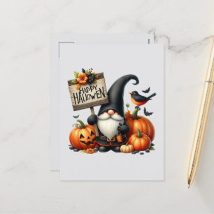 Cute Happy Halloween gnome Holiday Postcard