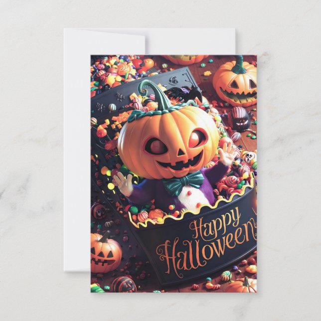 Cute Happy Halloween Greeting Card #5 (Front)