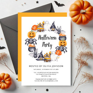 Cute Happy Halloween Illustration Party Invitation