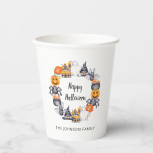 Cute Happy Halloween Illustration Party Paper Cups
