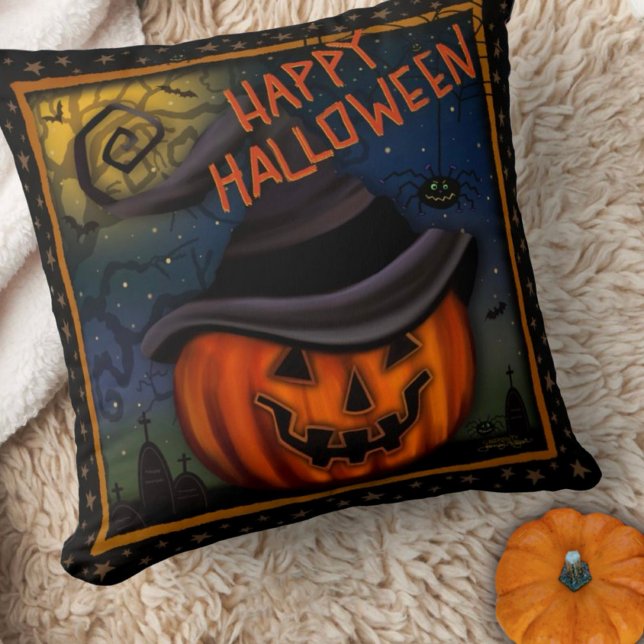 Cute Happy Halloween Jack-o’-lantern Cushion (Creator Uploaded)