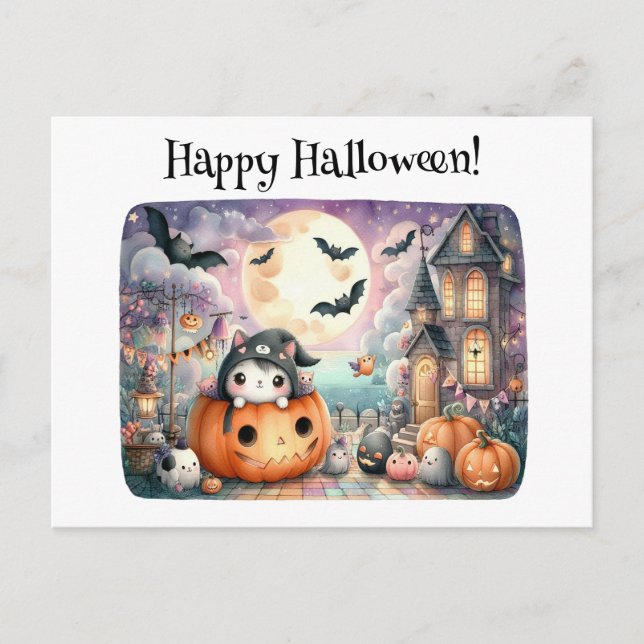 Cute Happy Halloween Kawaii  Postcard (Front)